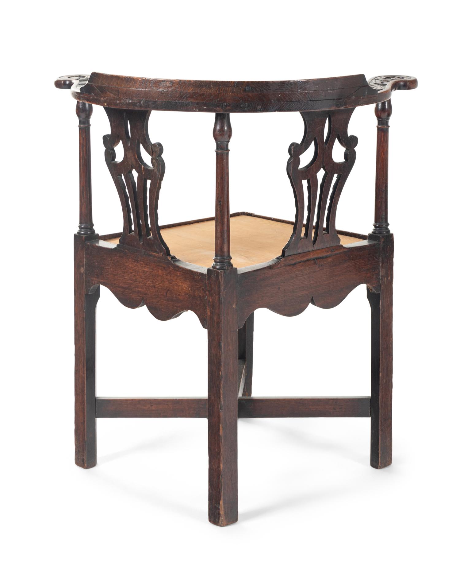 A William and Mary Carved Oak Corner Chair