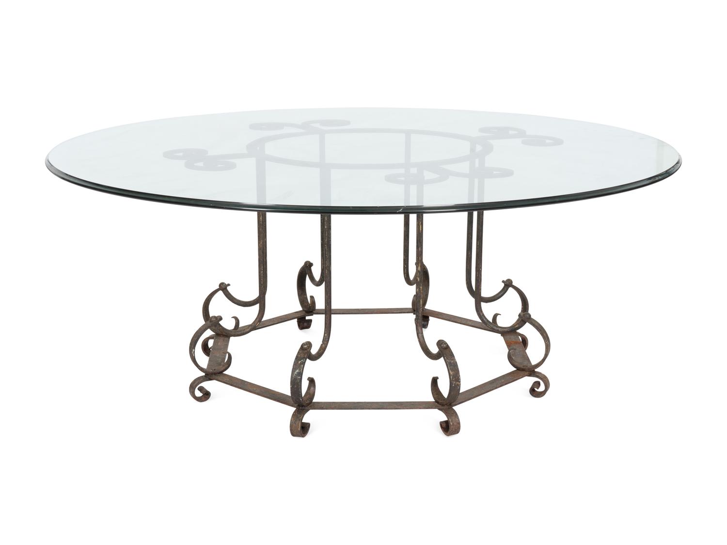 A Large Spanish Revival Style Wrought Iron Pedestal Table