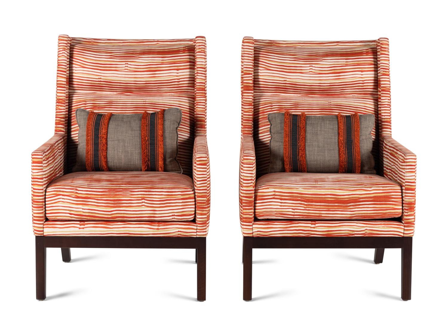 A Pair of Troscan Design Galway Chairs with Custom Upholstery