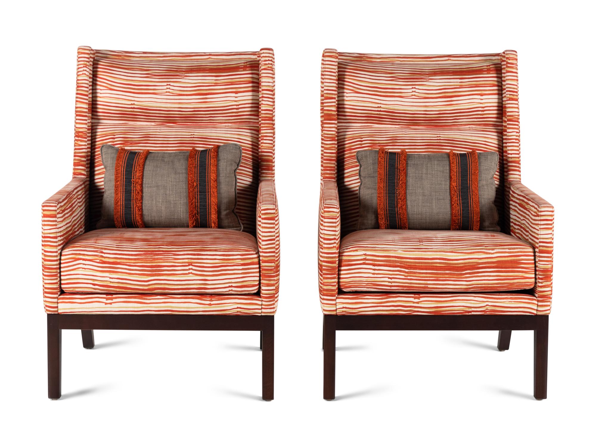 A Pair of Troscan Design Galway Chairs with Custom Upholstery