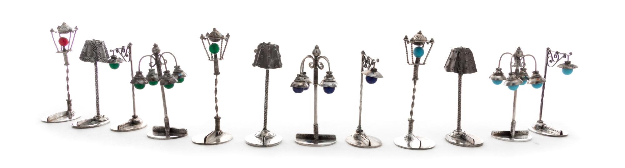 A Collection of Silver Table Articles, Various Makers, comprising two Victorian cut glass and silver spoon rests, Hilliard & Thomason,
