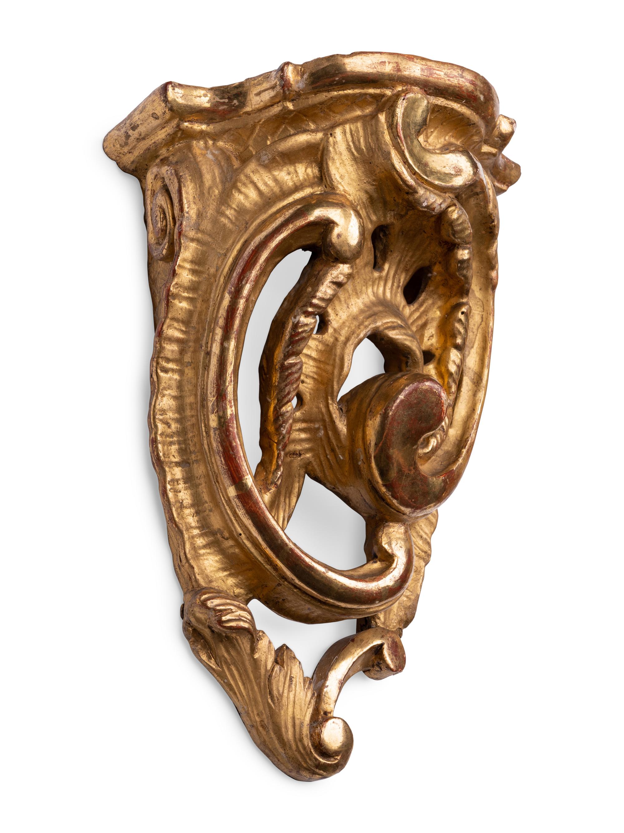 A Pair of Northern European Giltwood Wall Brackets
