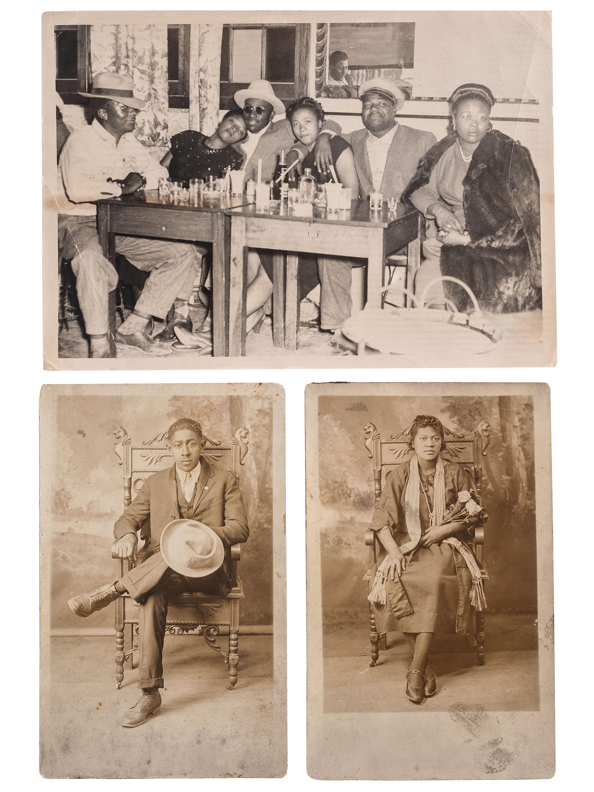 [EARLY PHOTOGRAPHY]. A group of 12 occupational photographs highlighted by a tintype of railroad workers including an African American subject.