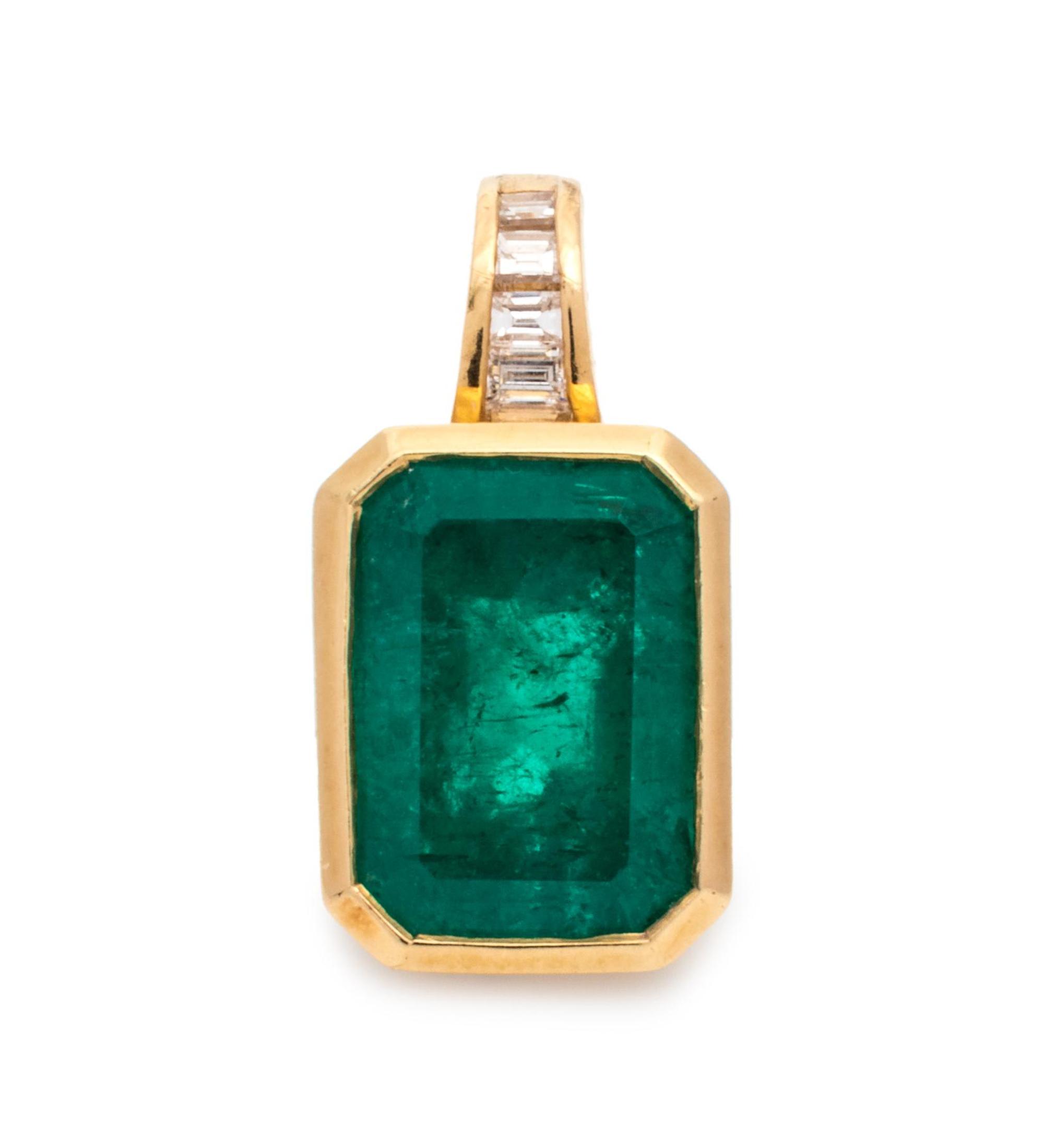 Gold, Emerald and Diamond Pendant