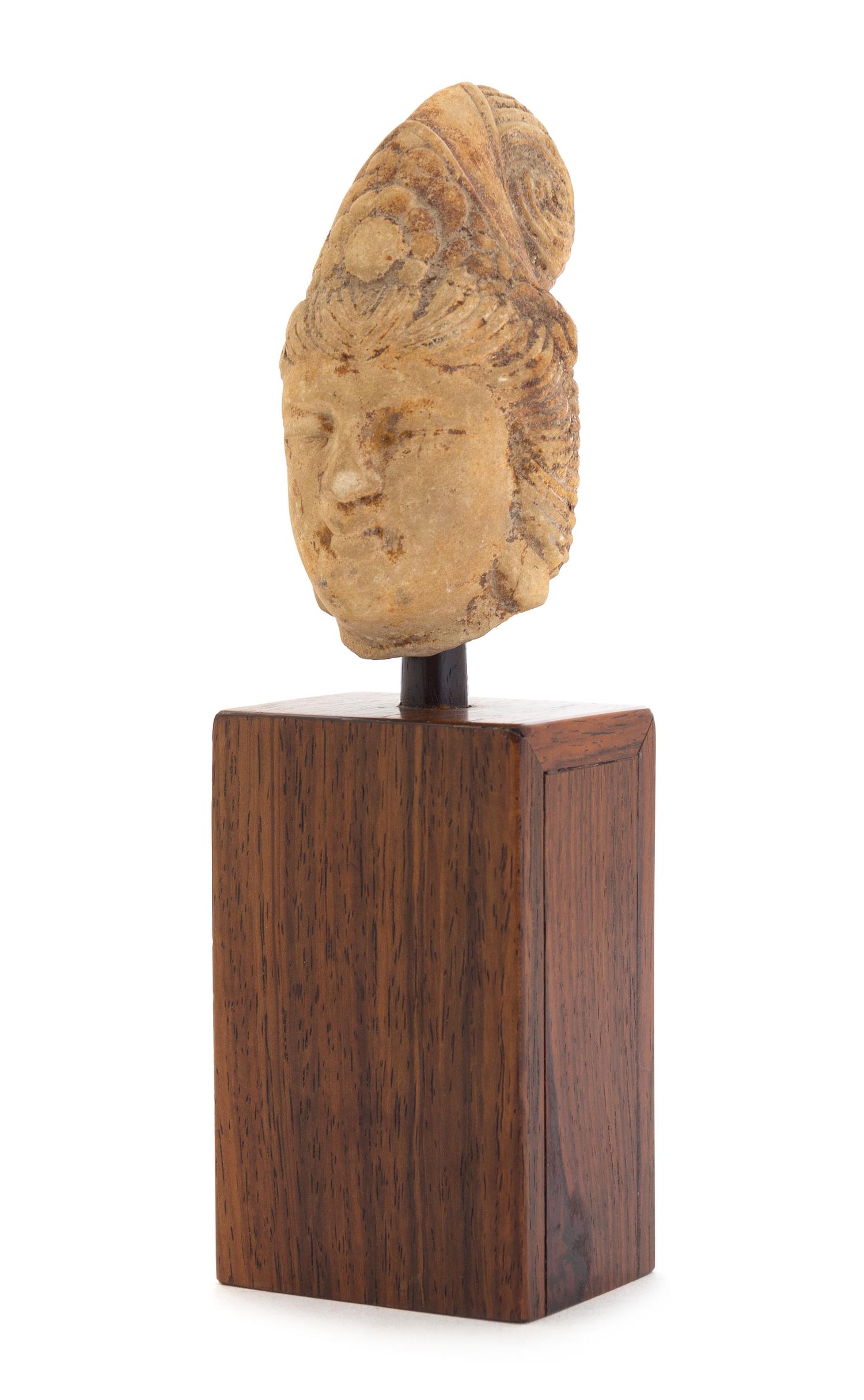 A Stone Head of Guanyin Height 3 1/2 inches.
