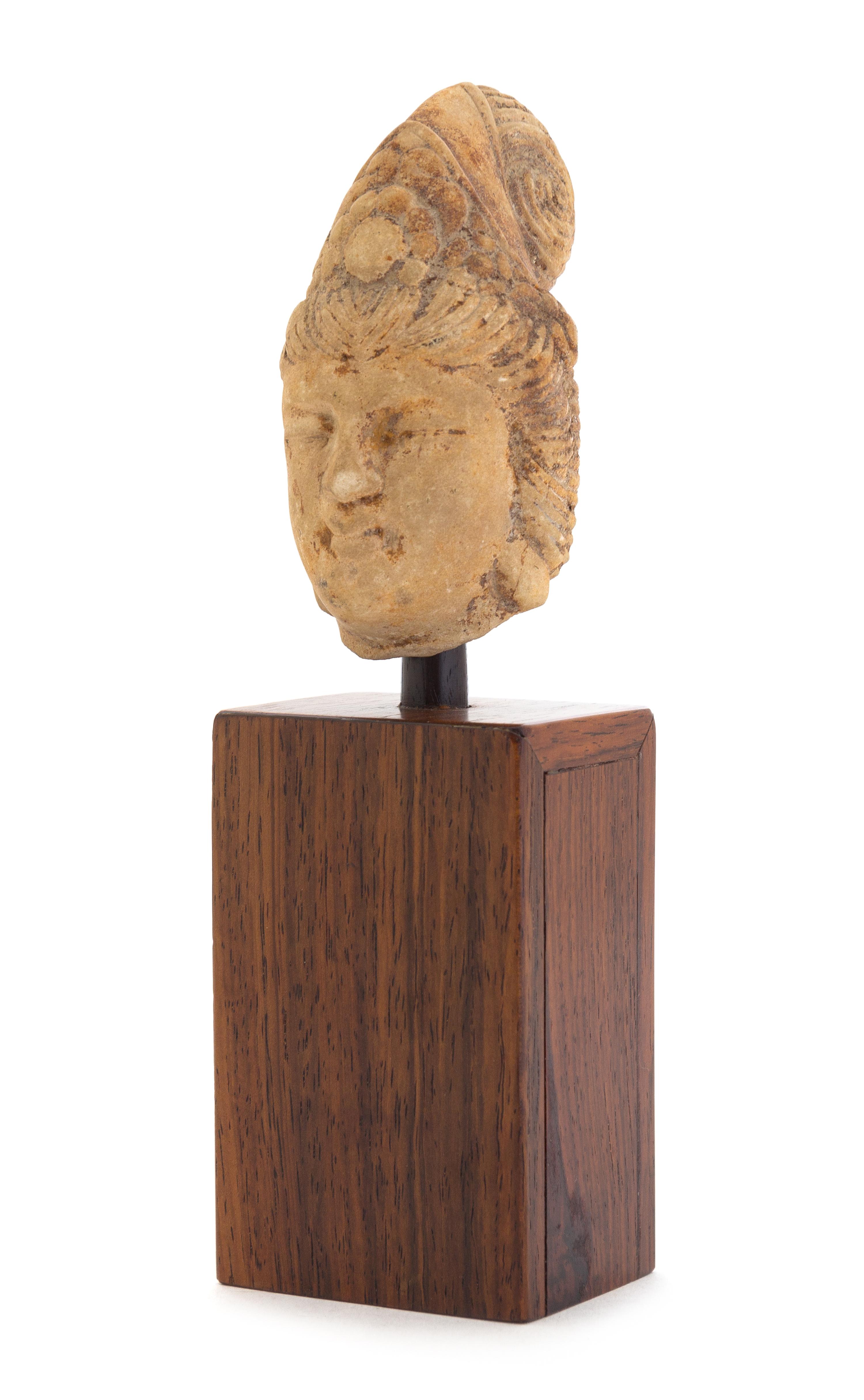 A Stone Head of Guanyin Height 3 1/2 inches.