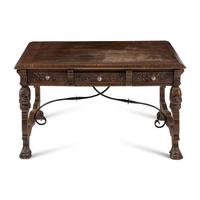 A Spanish Baroque Style Iron-Mounted Oak Table