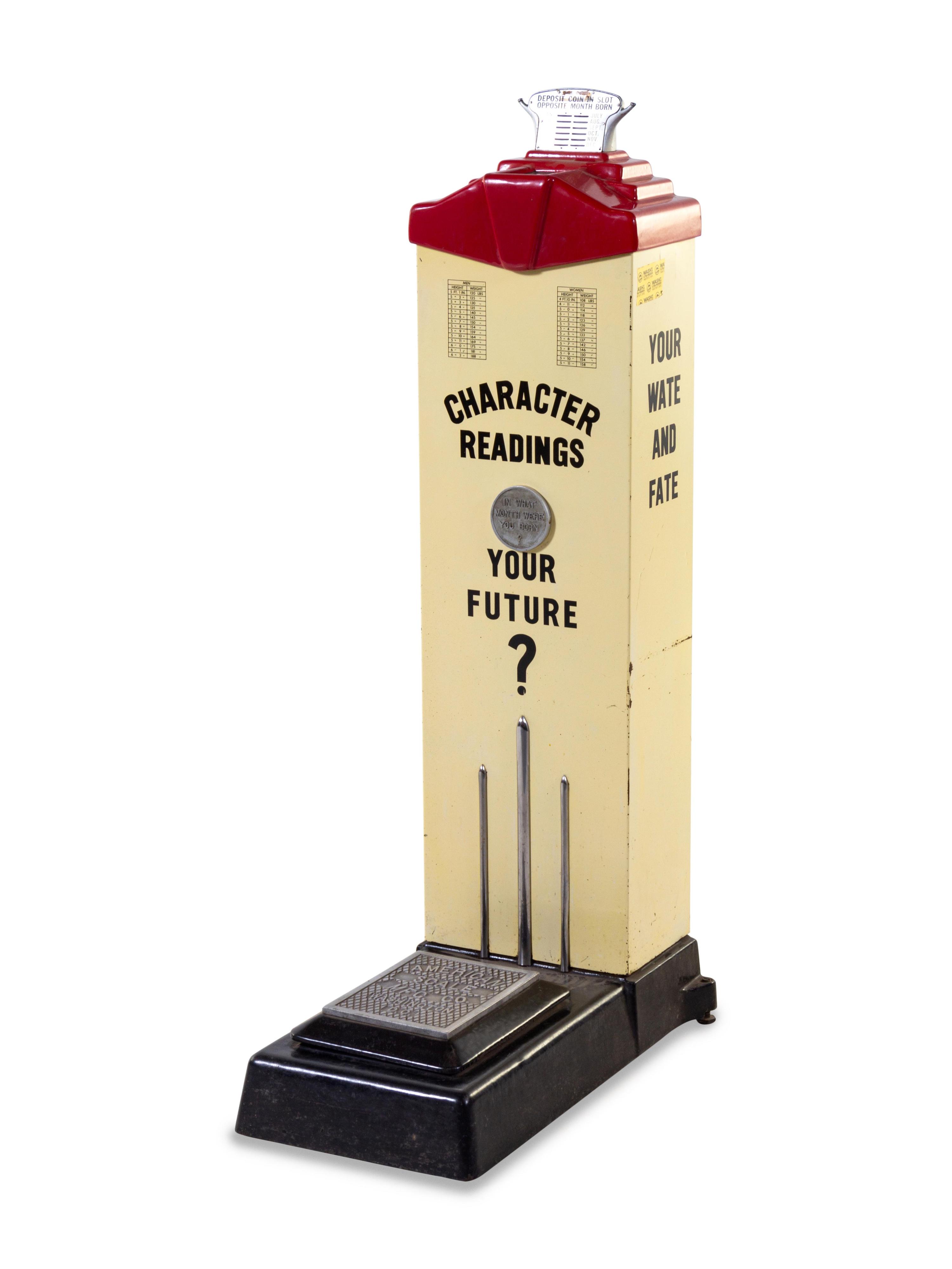 An American Painted Metal Coin-Operated 'Character Readings' Scale