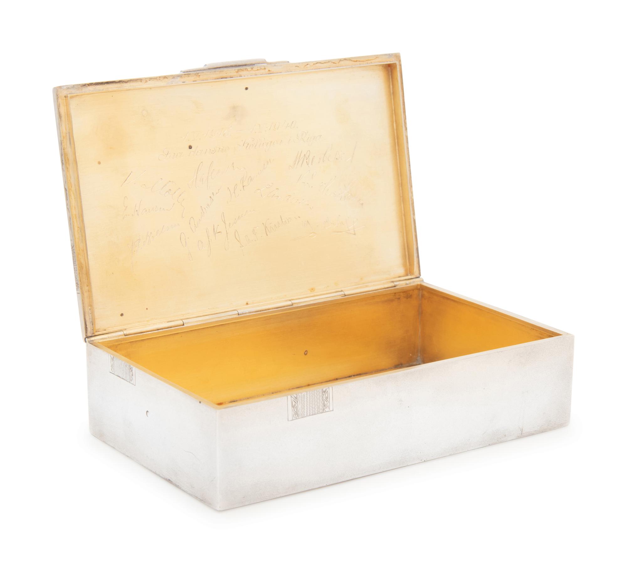 A Russian Silver Trompe l'Oeil Cigar Box