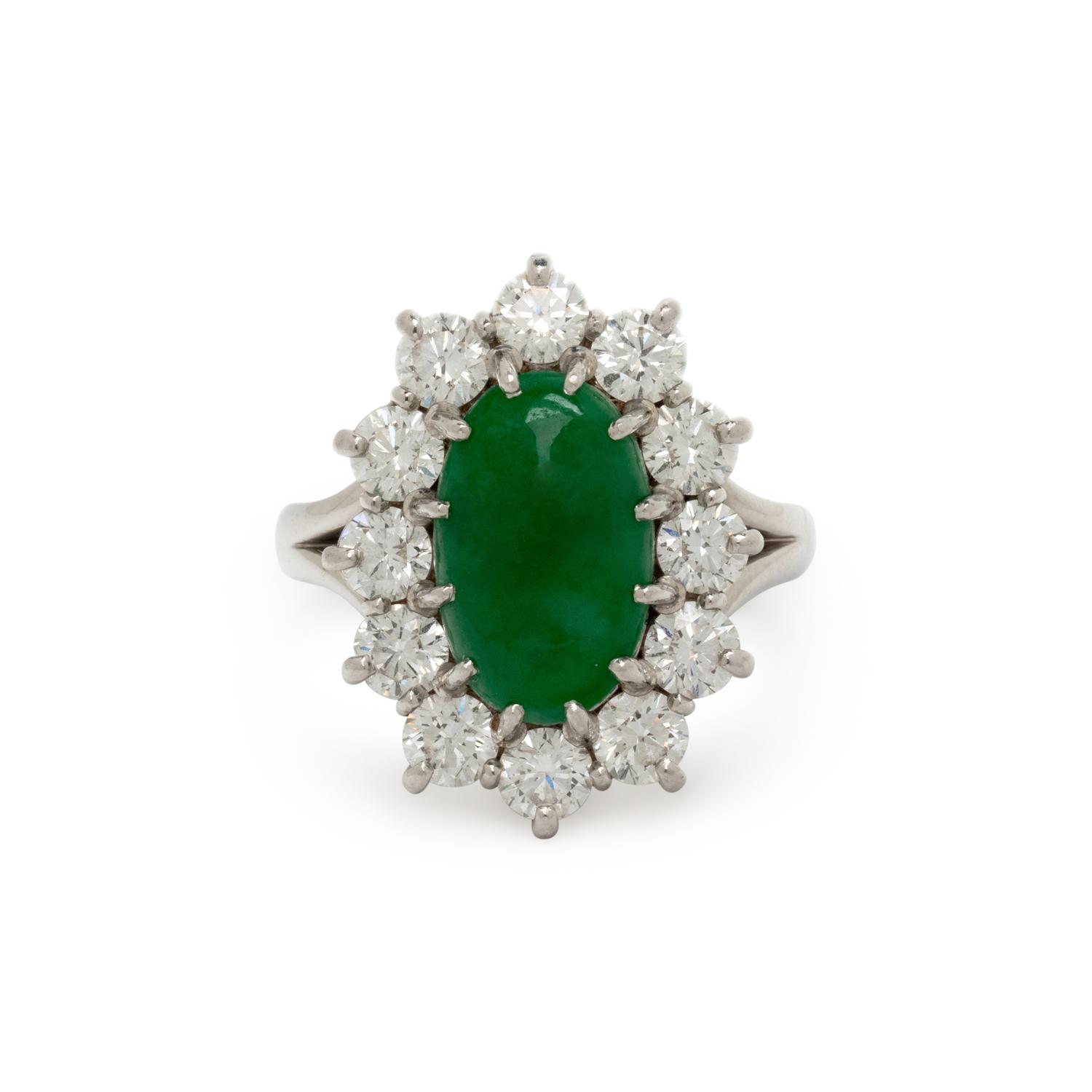 JADEITE AND DIAMOND RING
