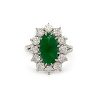 JADEITE AND DIAMOND RING