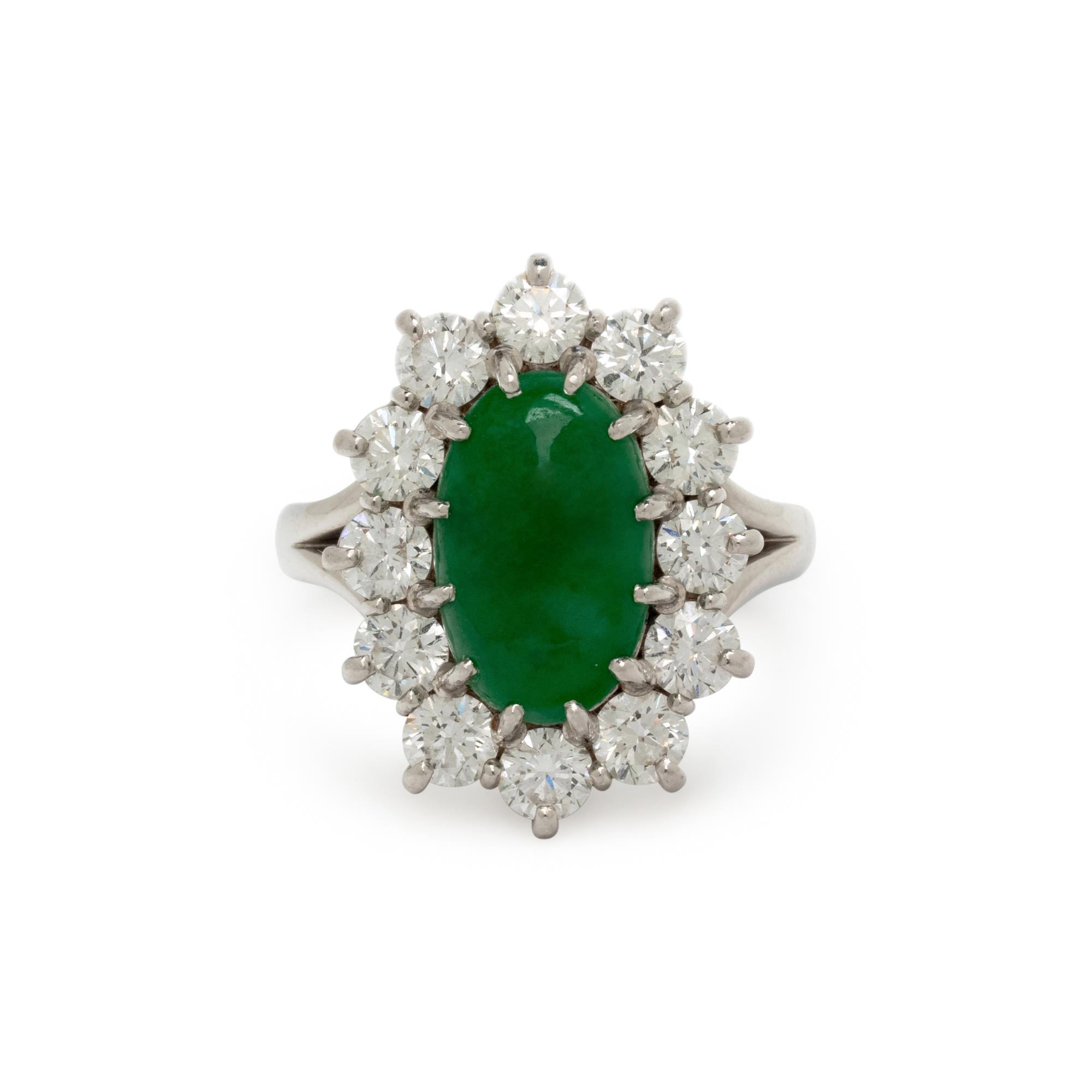 JADEITE AND DIAMOND RING