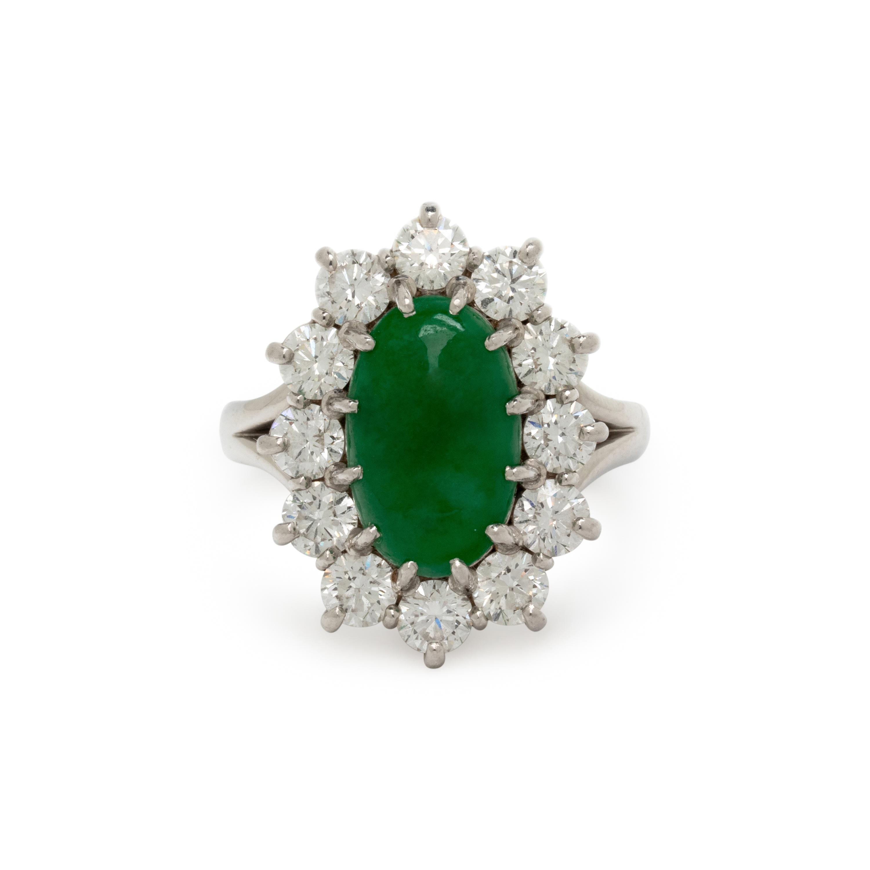 JADEITE AND DIAMOND RING