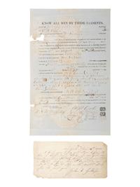 [ENSLAVEMENT & ABOLITION]. A group of documents, some related to enslaved individuals in Alabama and Tennessee.