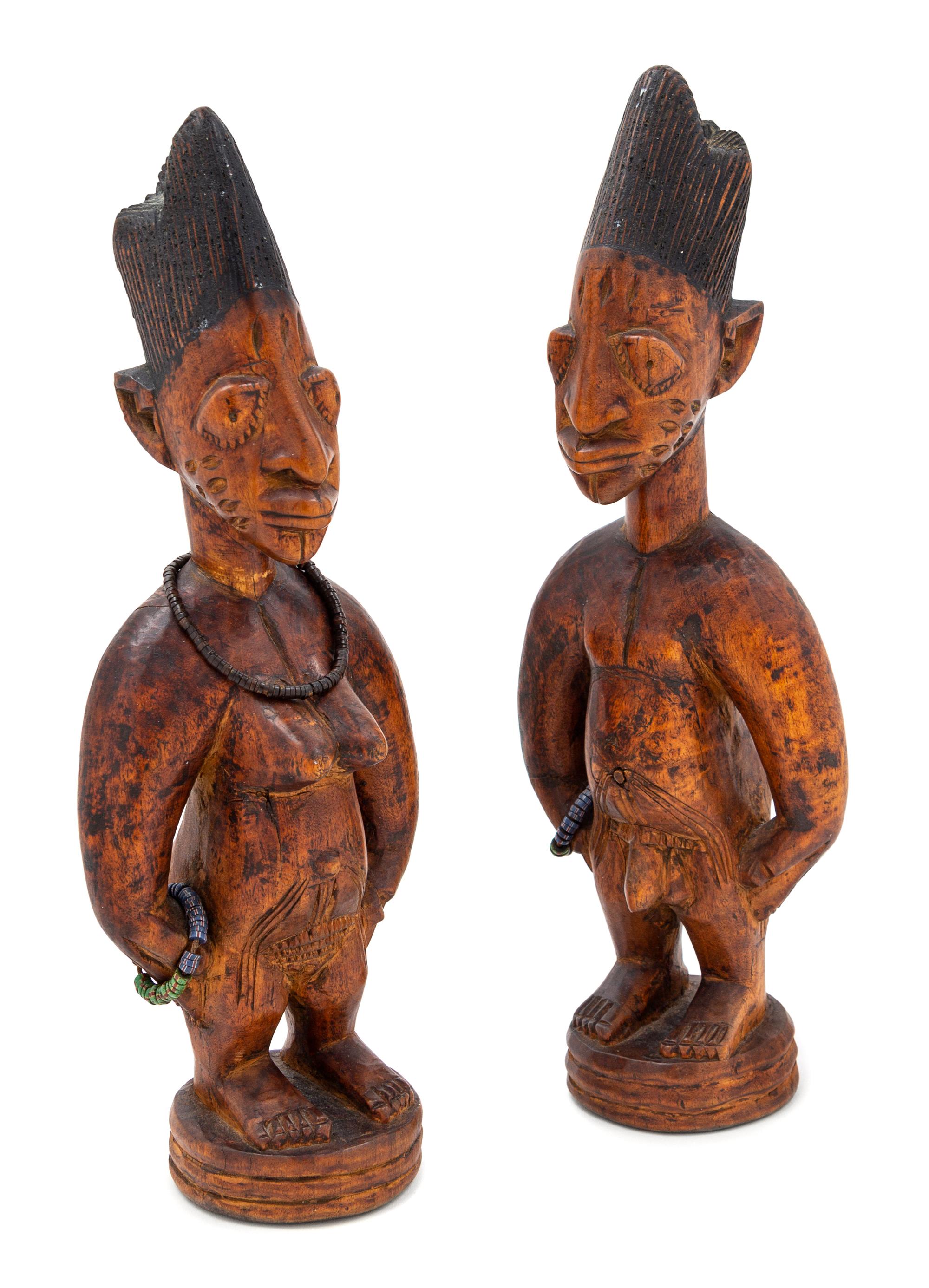 A Pair of Yoruba Carved Wood Figures