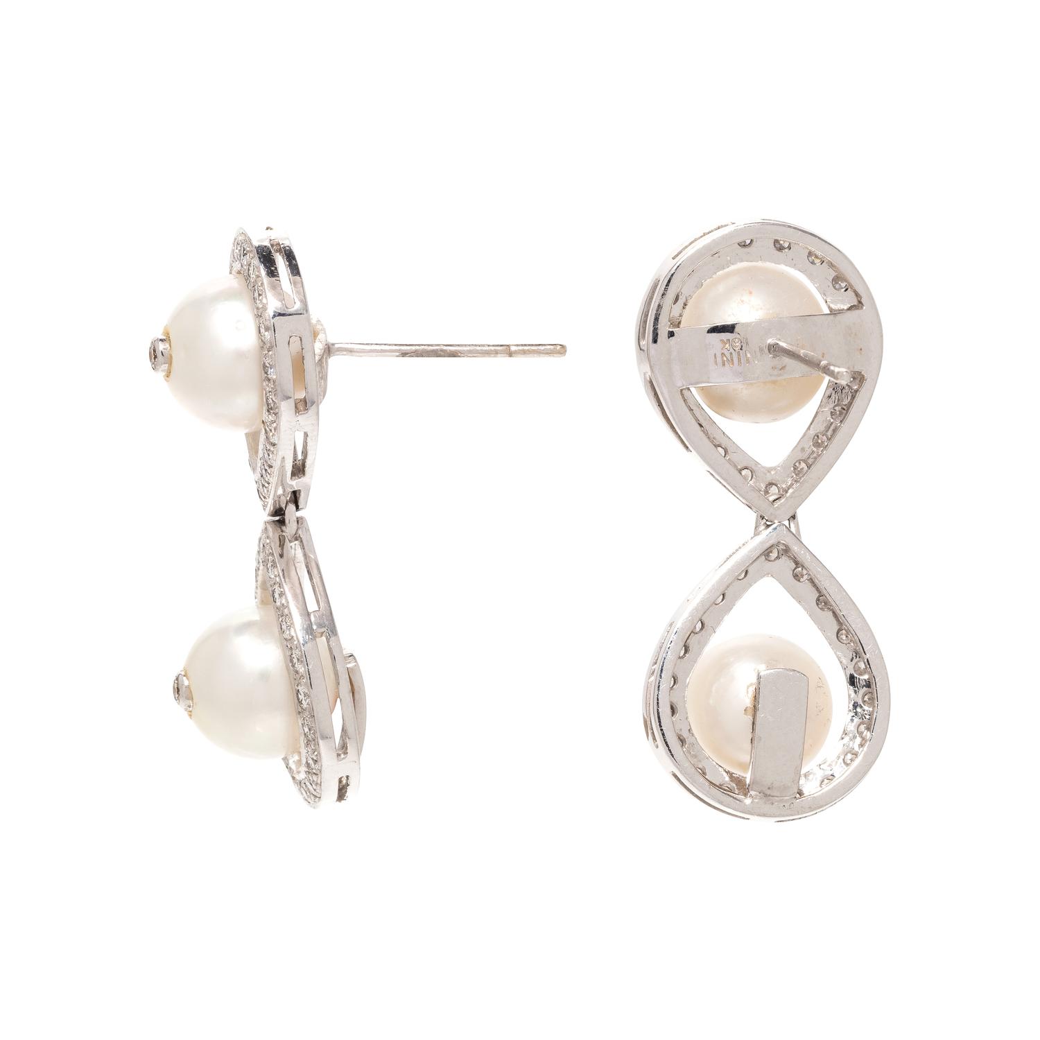 CULTURED PEARL AND DIAMOND EARRINGS