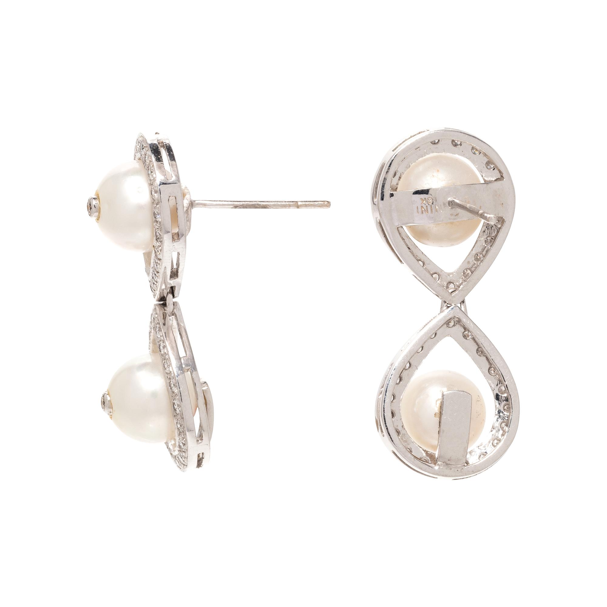 CULTURED PEARL AND DIAMOND EARRINGS