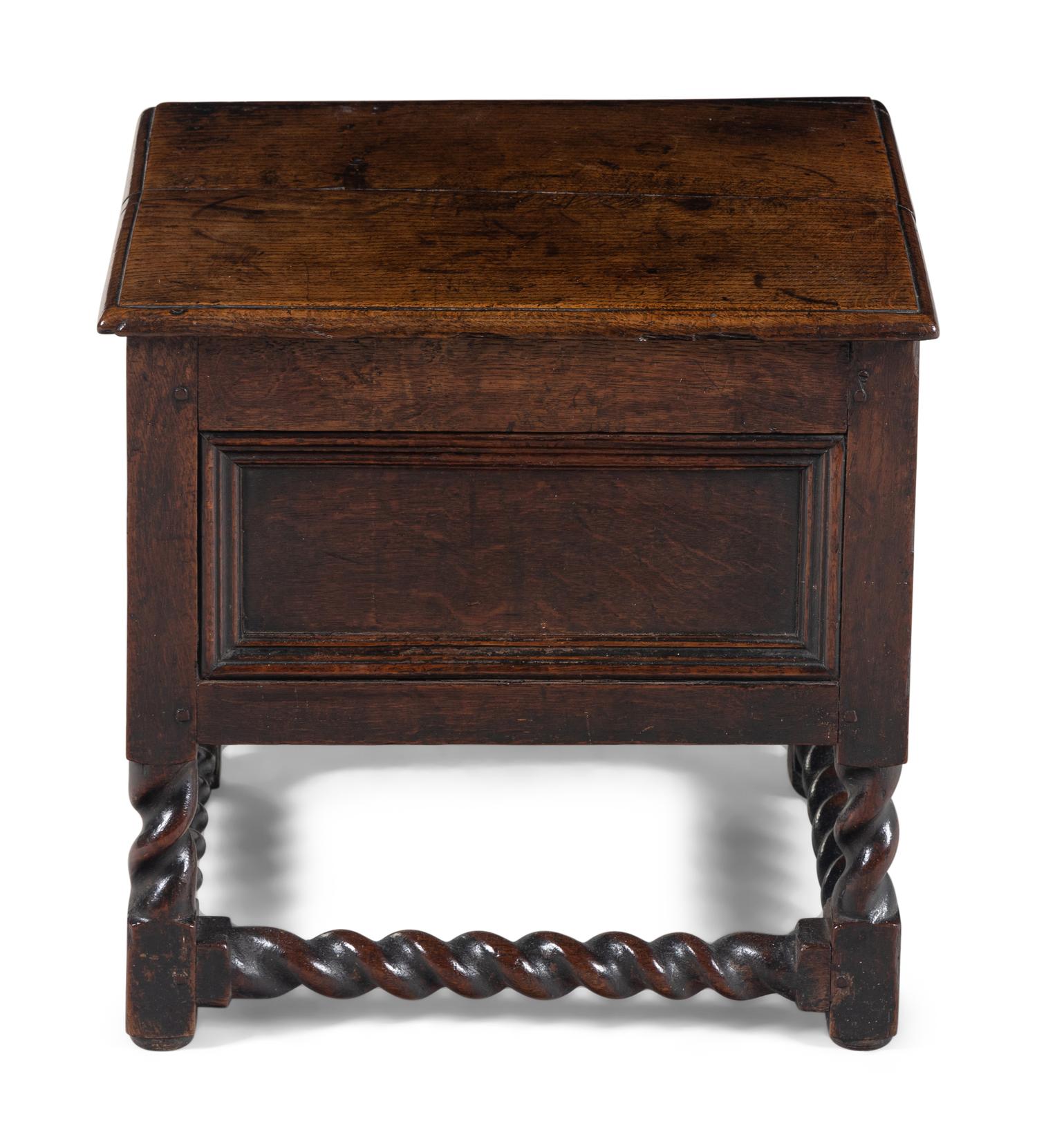 A William and Mary Oak Coffer on Stand