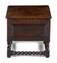 A William and Mary Oak Coffer on Stand