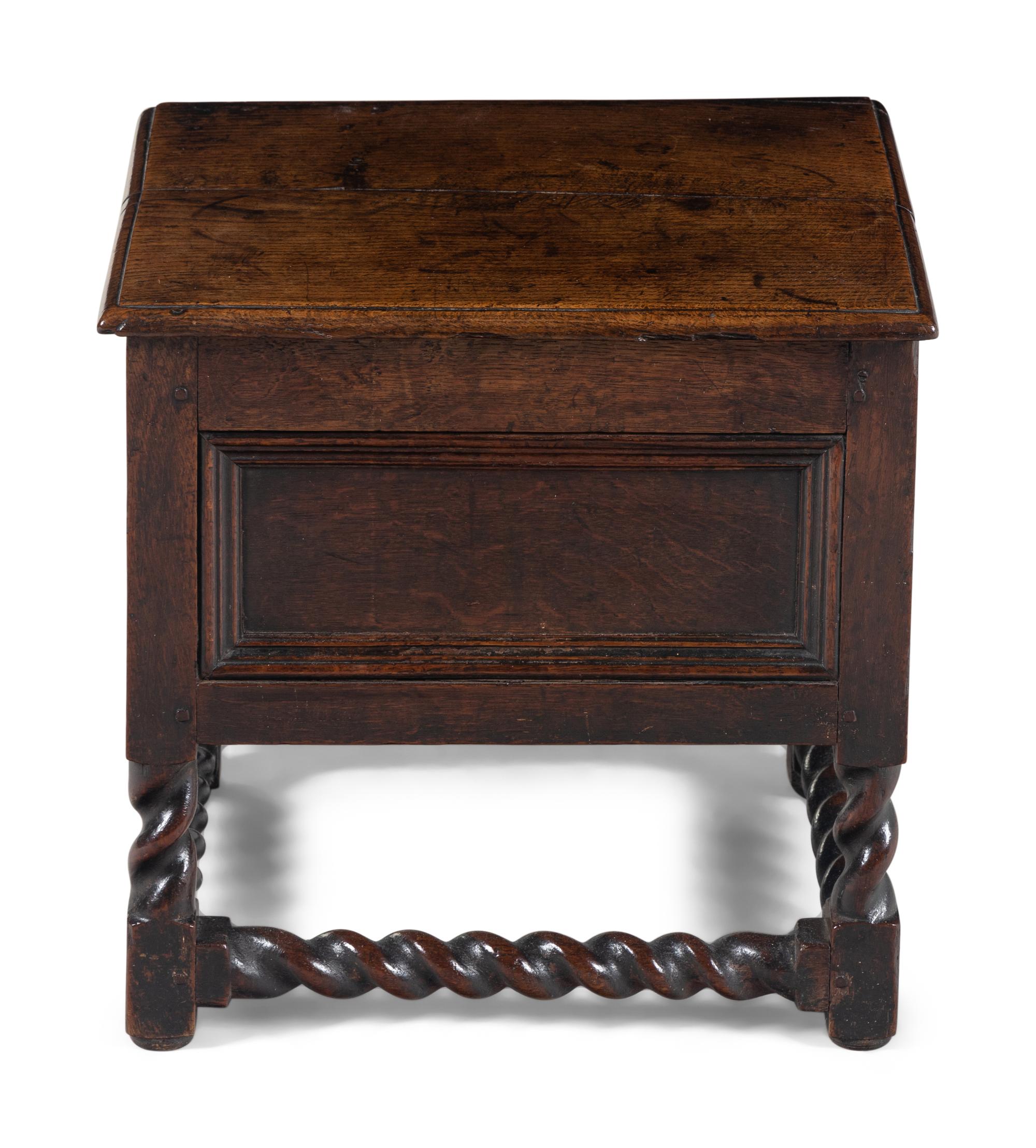 A William and Mary Oak Coffer on Stand
