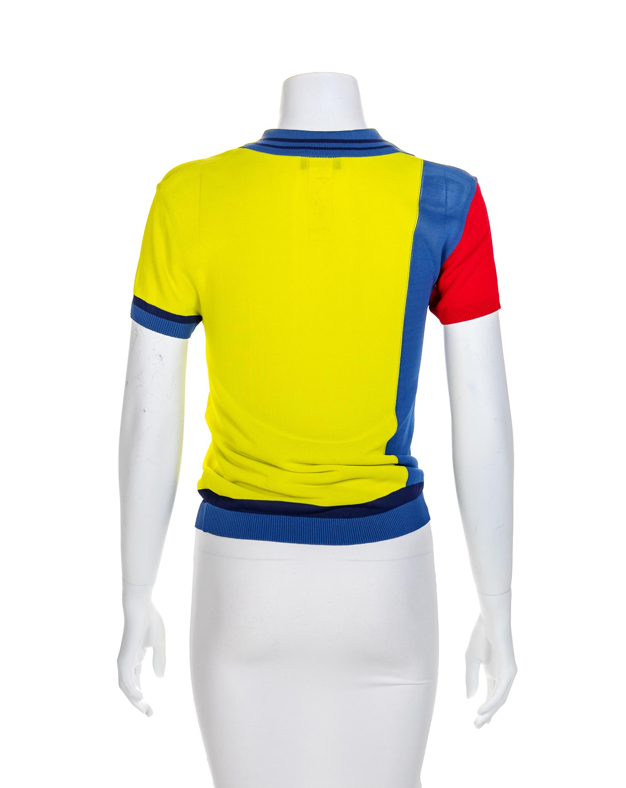 Gianni Versace Rayon Knit Color Block Shirt, 1997 Size label: 42