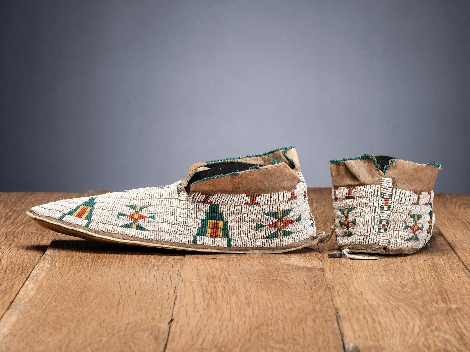Cheyenne Beaded Hide Moccasins