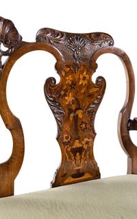 A George II Style Carved Walnut and Marquetry Double-Back Settee