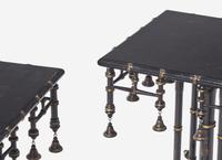 A Pair of American Aesthetic Movement Black-Painted and Parcel Gilt Stands