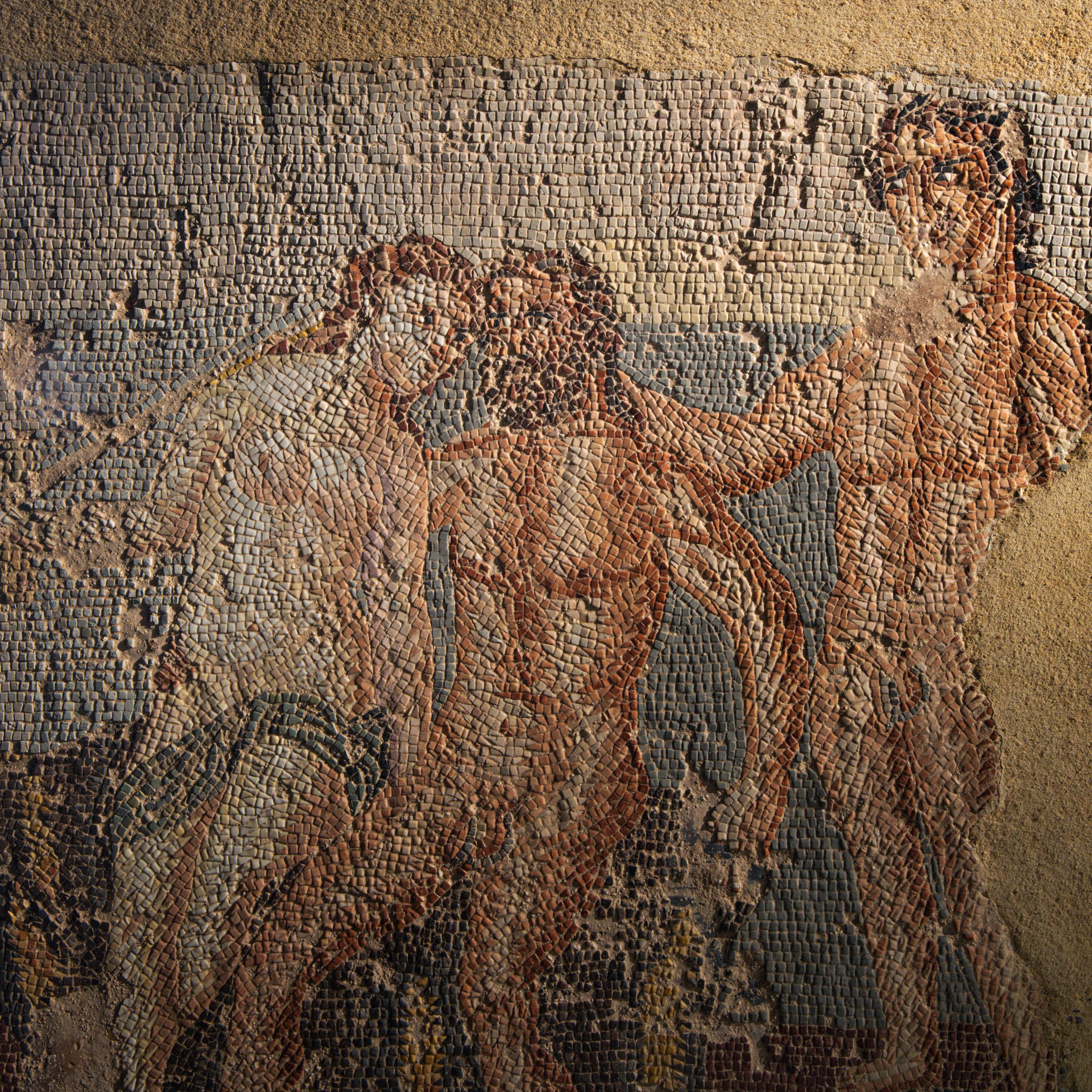 A Roman Mosaic Panel with Erotic Scene
