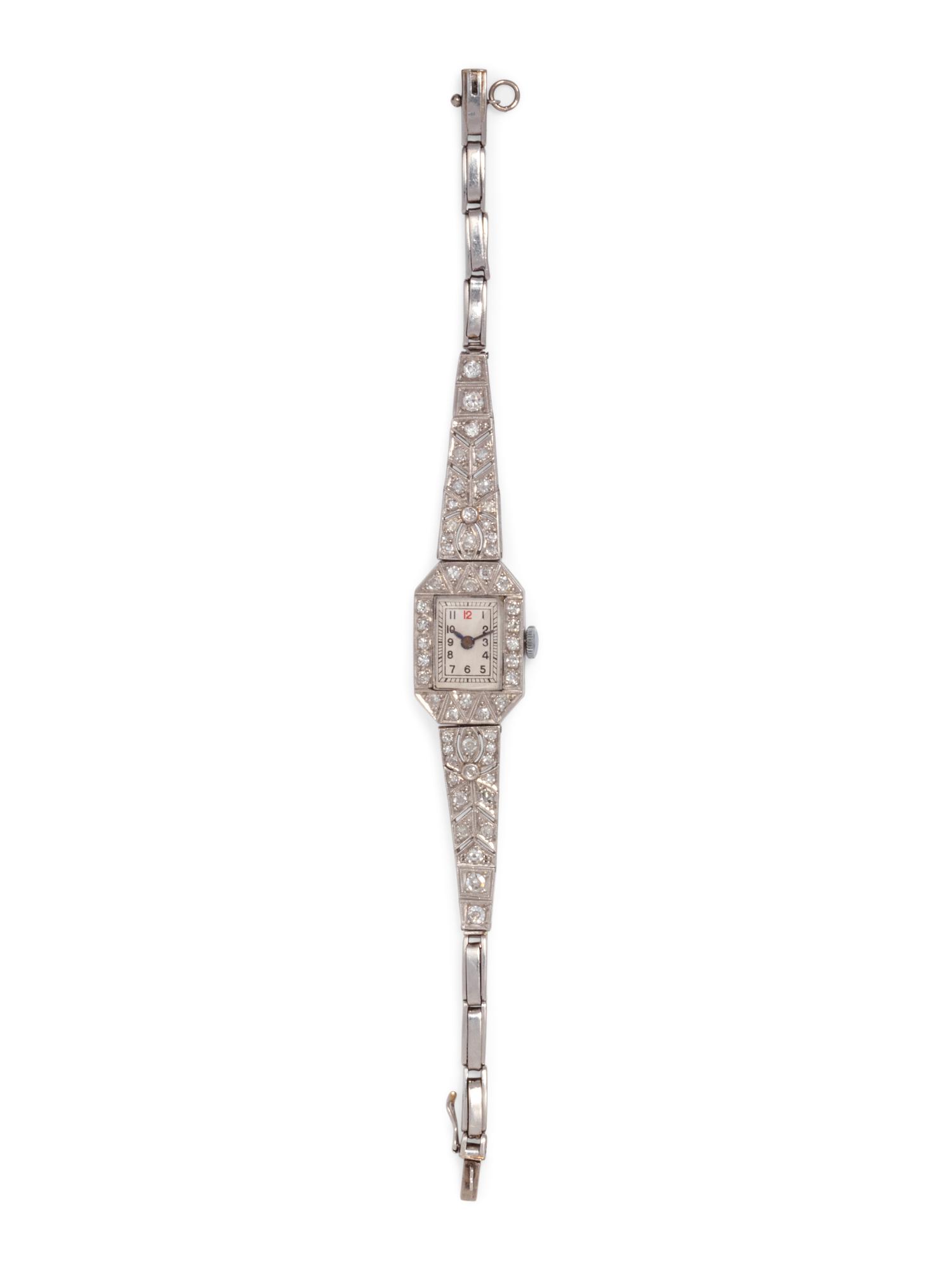 PLATINUM AND DIAMOND WRISTWATCH