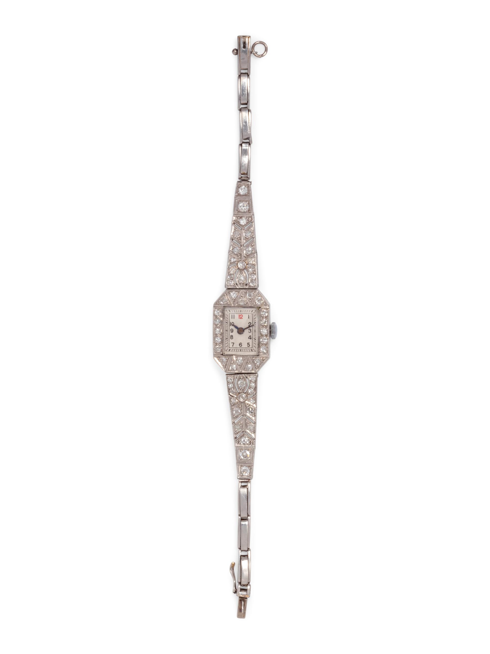 PLATINUM AND DIAMOND WRISTWATCH