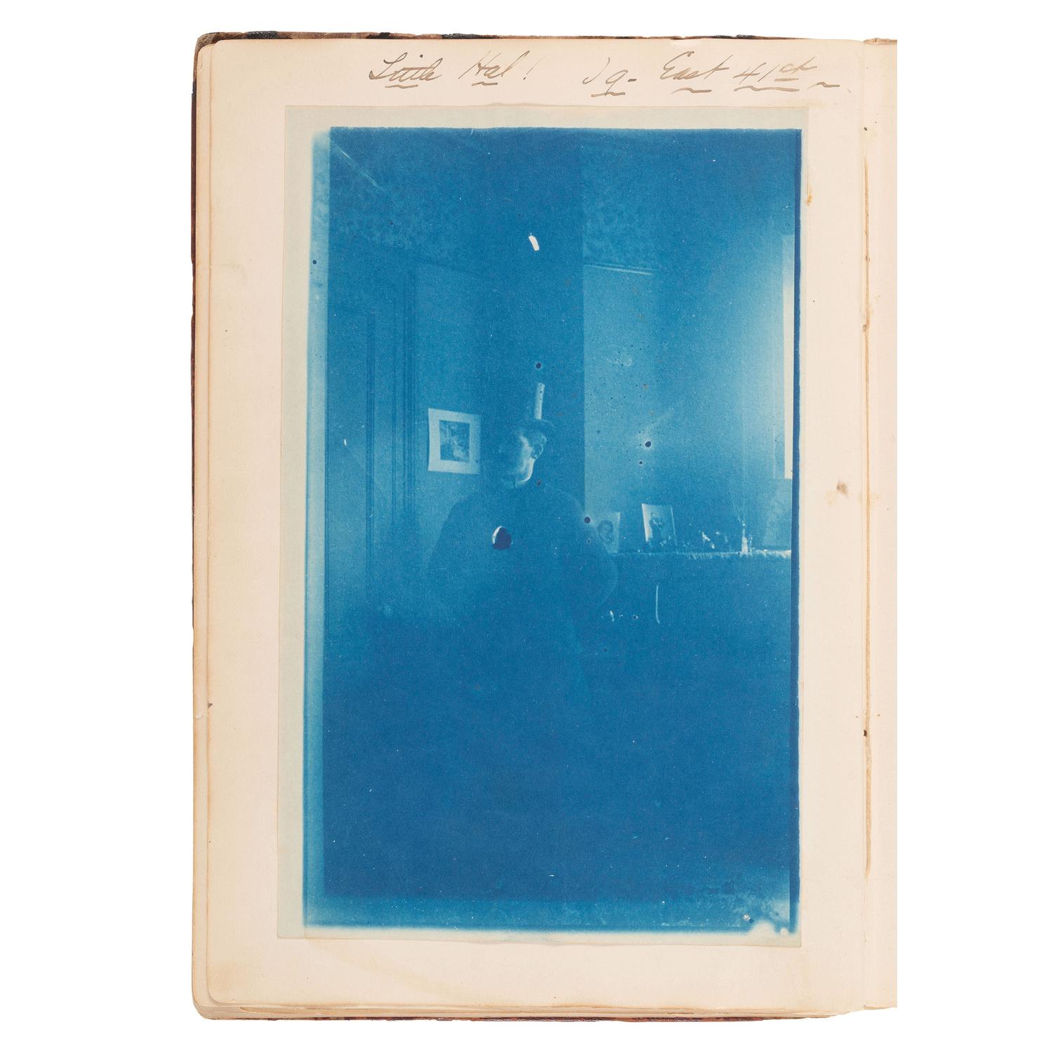 [Early Photography] Collection of 60+ cyanotypes, incl. playful and artfully posed scenes