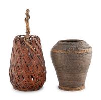 Two Japanese Bamboo Ikebana Baskets [Basket pictured on left to be returned to client; not included in donation group]