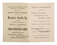 [MAPS -- OKLAHOMA LAND RUSH]. Statistics and Information Concerning the Indian Territory, Oklahoma, and the Cherokee Strip, With It’s Millions of Acres of Unoccupied Lands.... St. Louis, MO: Woodward & Tiernan Printing Co., [1893].