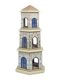 A Famille Rose Porcelain Three-Tier Pagoda