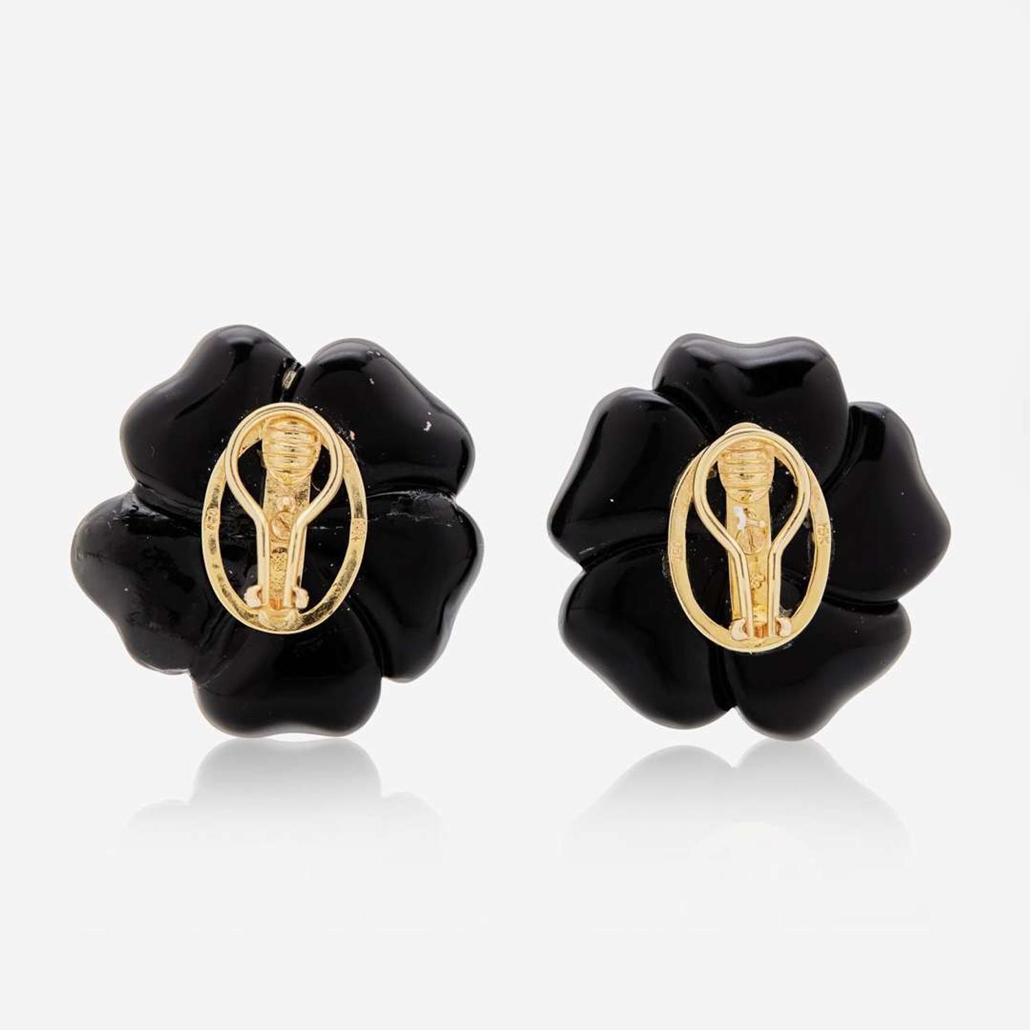 A Pair of Black Acrylic and Diamond Earrings
