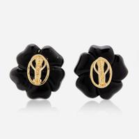 A Pair of Black Acrylic and Diamond Earrings