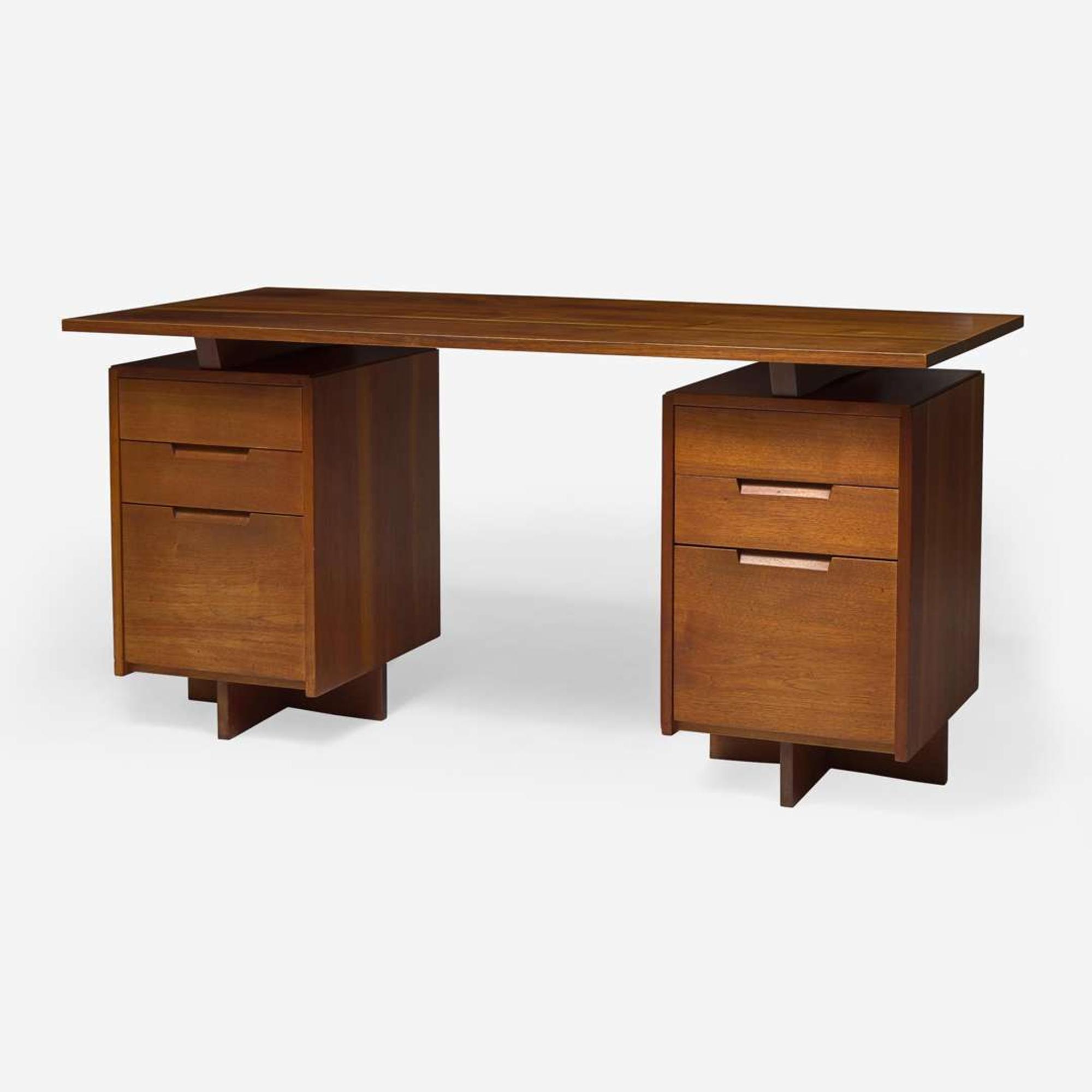 George Nakashima (American, 1905-1990) "Double-Pedestal" Desk, New Hope, Pennsylvania, circa 1965