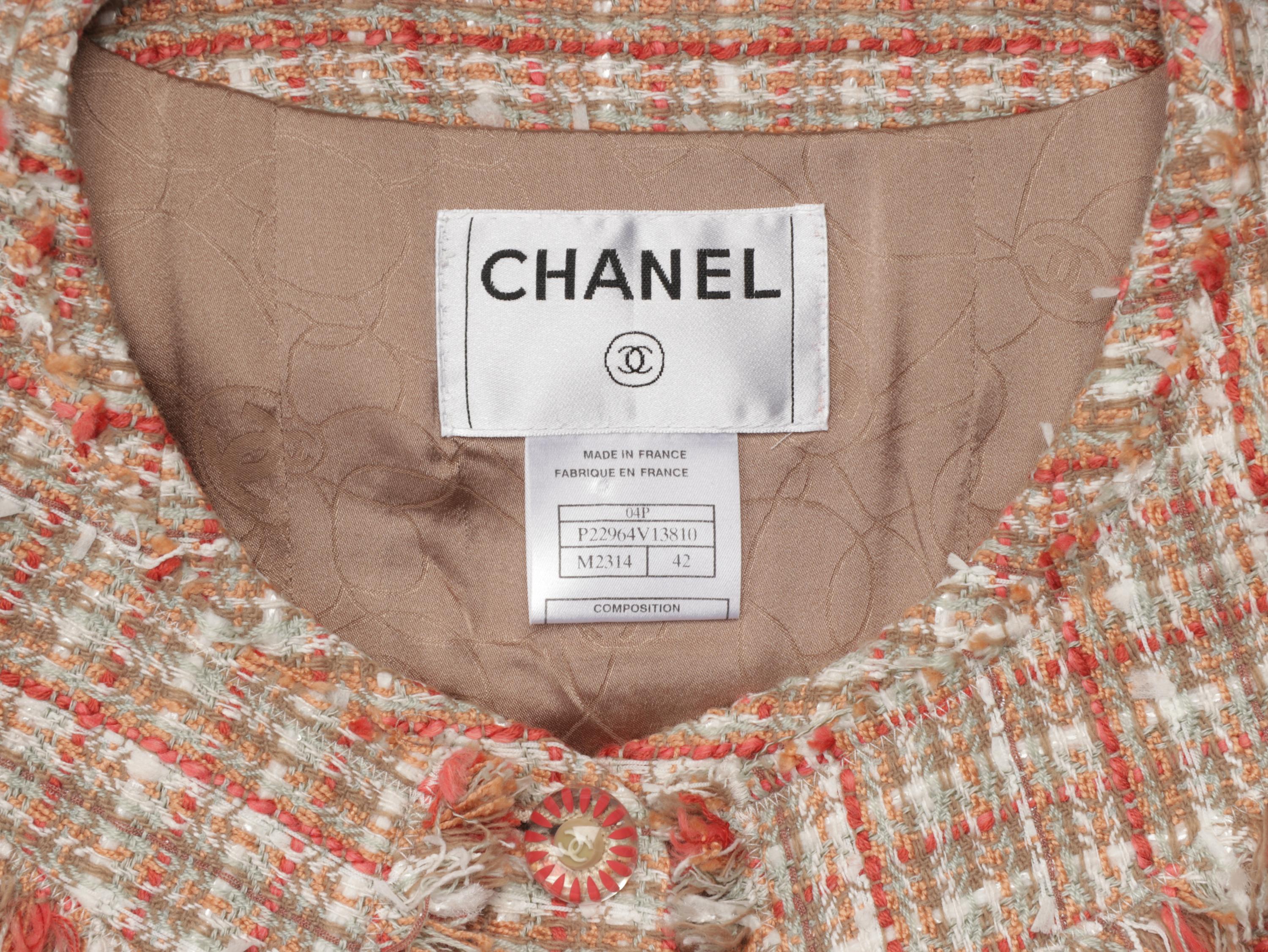 CHANEL, FRAYED TWEED CARDIGAN JACKET
