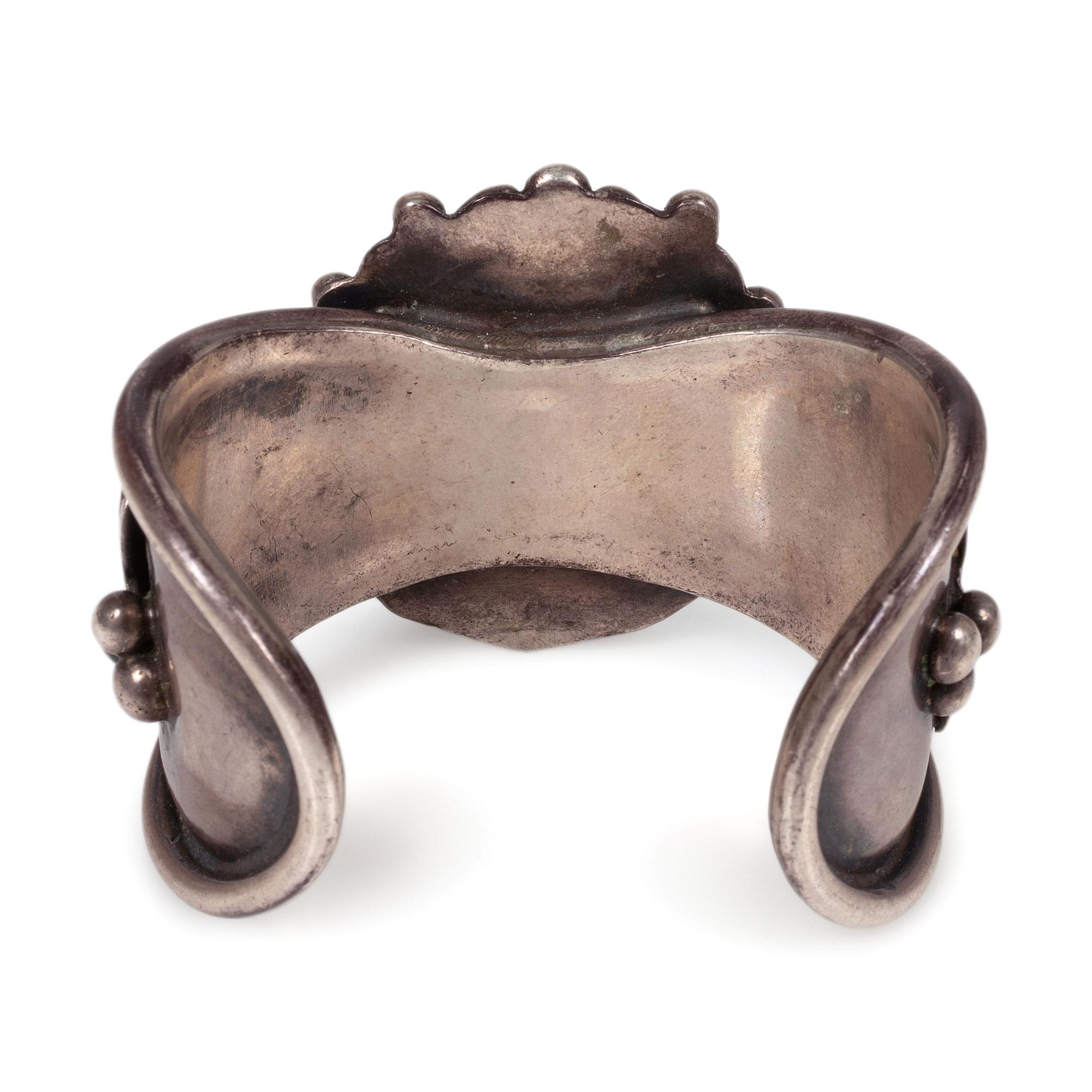 A Navajo Silver and Turquoise Cuff Bracelet