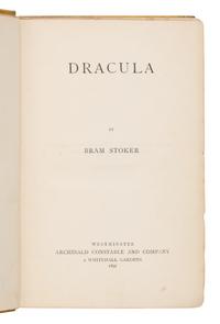 Stoker, Bram (1847-1912). Dracula . Westminster: Archibald Constable & Company, 1897.