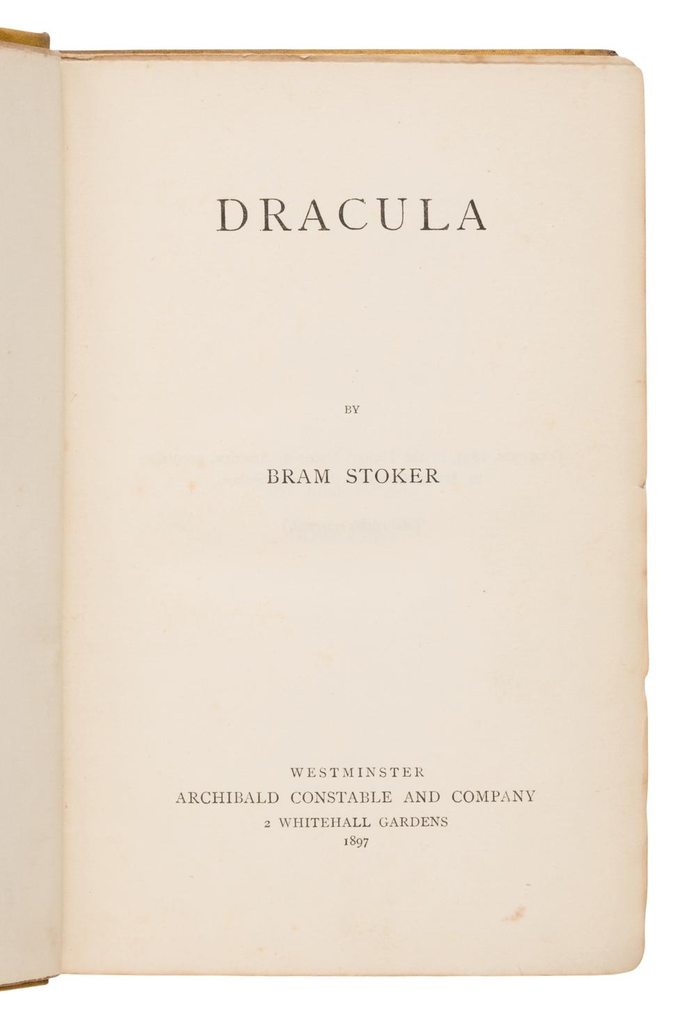 Stoker, Bram (1847-1912). Dracula . Westminster: Archibald Constable & Company, 1897.