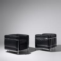 Charlotte Perriand, Pierre Jeanneret and Le Corbusier (French, 1903–1999 | Swiss, 1896-1967 | Swiss-French, 1887–1965) — Pair of LC2 chairs for Cassina