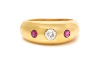 An 18 Karat Yellow Gold, Ruby and Diamond Band, Cartier, 5.20 dwts.