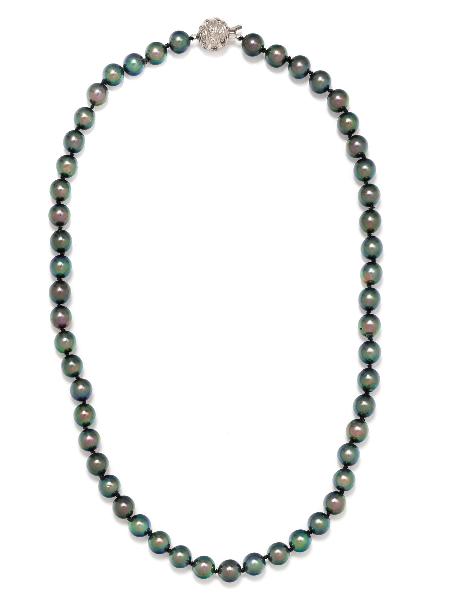 CULTURED TAHITIAN PEARL AND DIAMOND NECKLACE