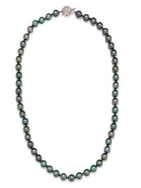 CULTURED TAHITIAN PEARL AND DIAMOND NECKLACE