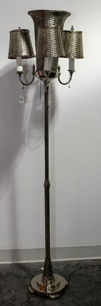 An Art Deco Woven-Metal Four Light Torchiere