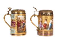 Two Continental Porcelain Tankards