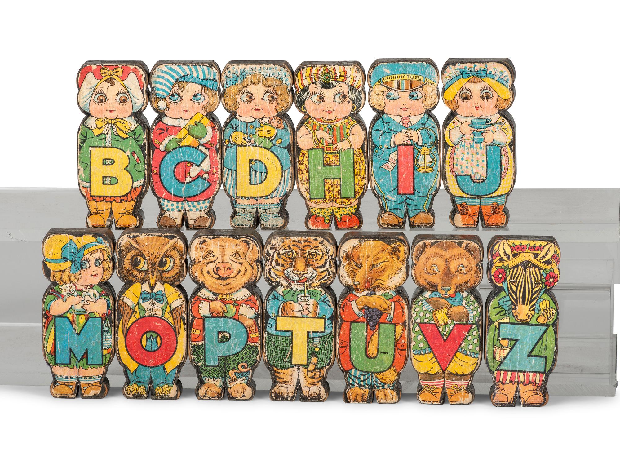 A Collection of Lithograph Paper on Wood Children's Learning Toys