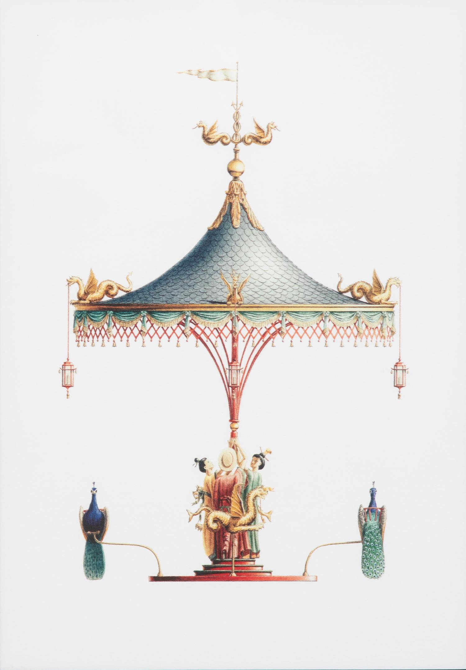 A Group of Gilt Framed Color Reproductions of Dams & Zega's Watercolors Chinoiseries Framed 17 1/2 x 13 5/8 inches. — 20TH CENTURY